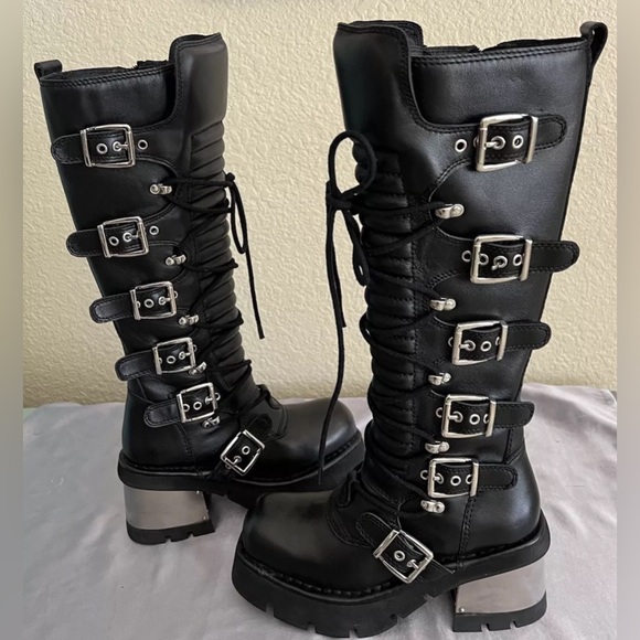 Jeffrey Campbell Gakactix B Platform Buckle Knee High Boots $400 - Picture 3 of 14